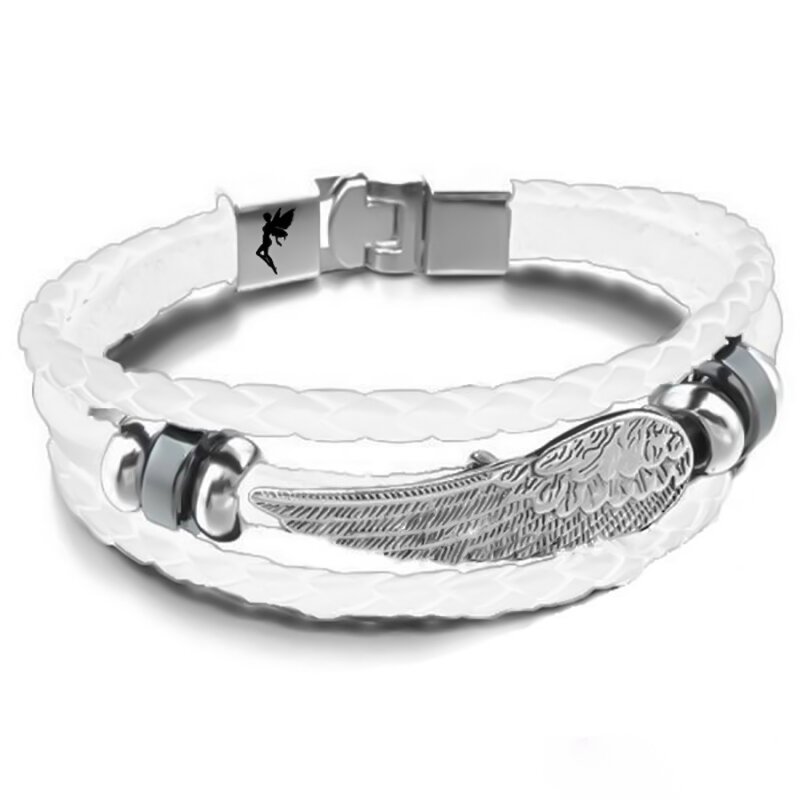 59,99 Beutel Leder Armband Echt Engelsflügel Edelstahl im Organza weiß alt , €