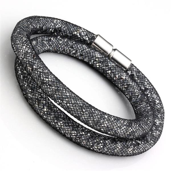 2 in 1 Choker Collier & Wickel Armband Flying Diamond Black & White mit Magnetverschluss