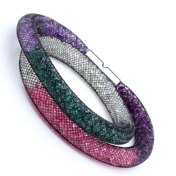2 in 1  Choker Collier & Wickel Armband Flying Diamond weiß,fuchsia, flieder, petrol  mit Magnetverschluss