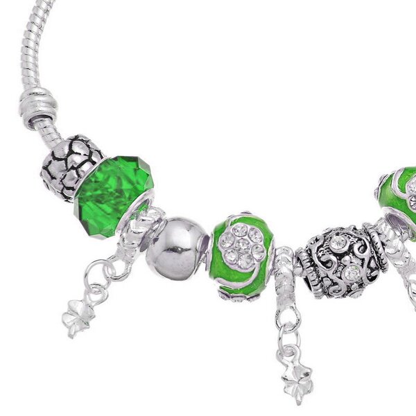 Armband Charms & Beads grn  KLEEBLATT  im Organza Beutel
