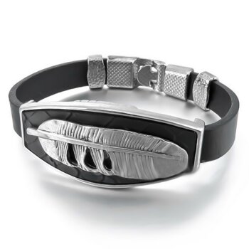ECHT Lederarmband Feder schwarz im Organza Beutel