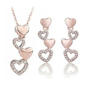 Schmuckset Anhänger & Ohrstecker Herztanz mit rose...