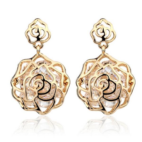 1 Paar Ohrhänger Diamond Rose gold im Organza Beutel