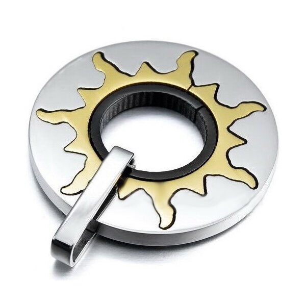Anhänger Sonnen Tribal gold silber 316 L  Edelstahl OHNE KETTE im Schmuck Etui
