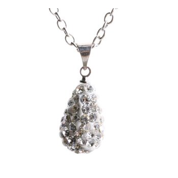 Shamballa Kette Tropfen Strass weiß im Organza Beutel