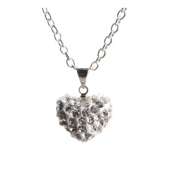 Shamballa Kette HERZ Strass weiß im Organza Beutel