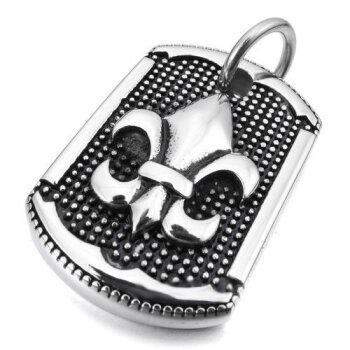 Anhnger Dog Tag Fleur de Lis  316L  Edelstahl inkl....