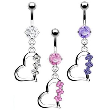 Bauchnabel Piercing Herz mit Blüten 316 L Chirurgen...