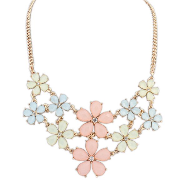 Statement Kette / Collier Flower Summer Sorbet pastell multicolor  im Organza Beutel