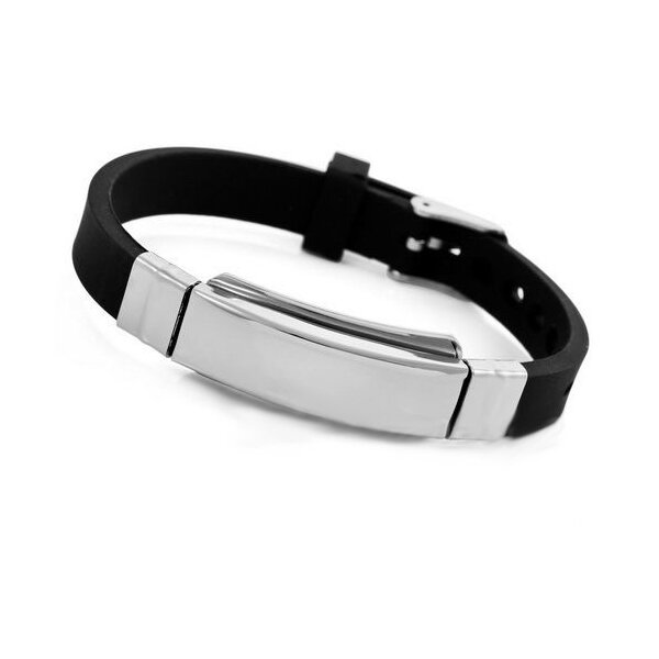 Edelstahl NAMENSSTEG Armband Kautschuk Gravur Option