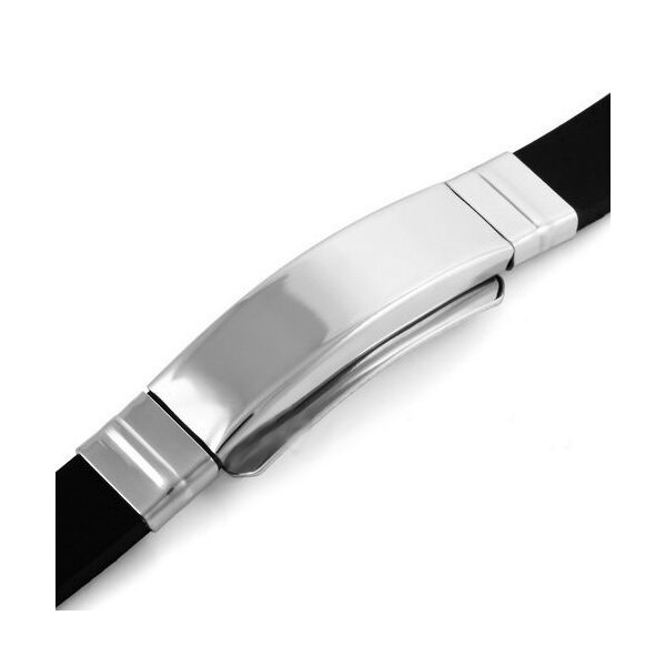 Edelstahl NAMENSSTEG Armband Kautschuk Gravur Option