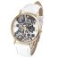 Damen Armbanduhr Spitze  Gelbgold PU Leder weiß