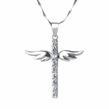 Kreuz Anhänger Angel 925 Silber mit Zirkonias inkl....