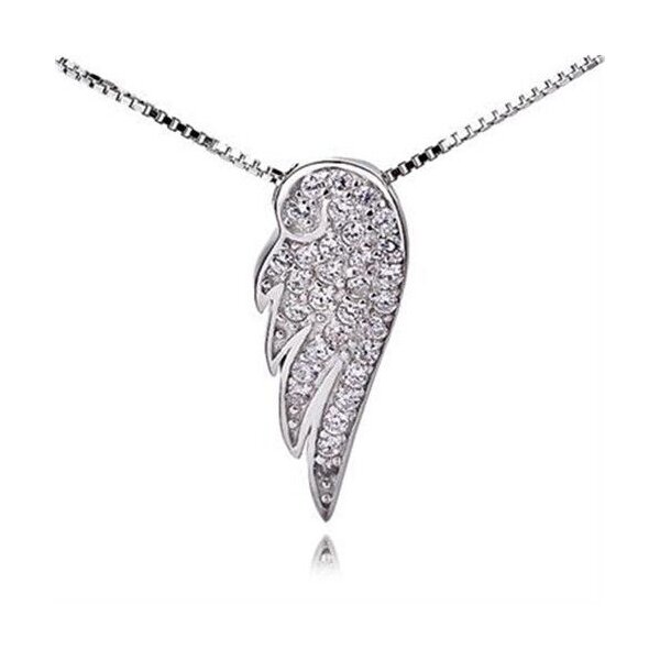 Engelsflügel  Anhänger mit Zirkonias  inkl. Glieder Kette 925 Silber massiv im Etui
