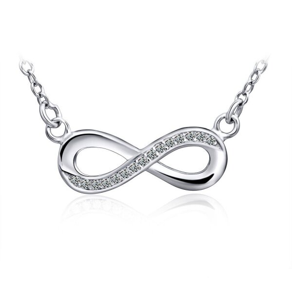 Collier Silber Infinity mit Zirkonias  925 Silber massiv im Etui