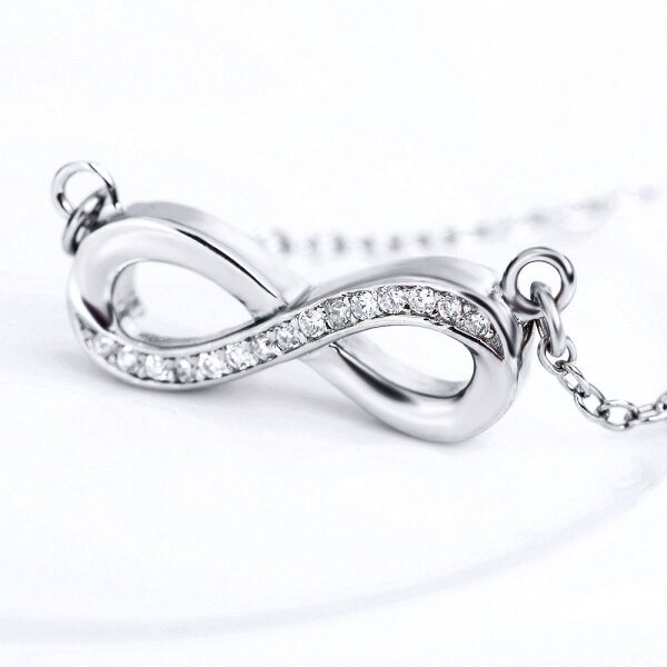 Collier Silber Infinity mit Zirkonias  925 Silber massiv im Etui