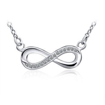 Collier Silber Infinity mit Zirkonias 925 Silber massiv...