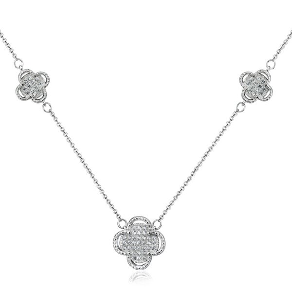 Collier Silber oriental Flower mit Zirkonias 925 Silber...