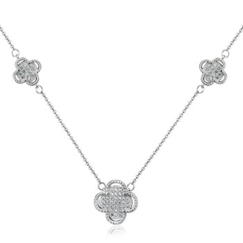 Collier Silber oriental Flower mit Zirkonias  925 Silber...