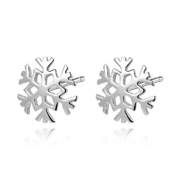 1 Paar Ohr Stecker Schneeflocken 925 Silber massiv im Etui