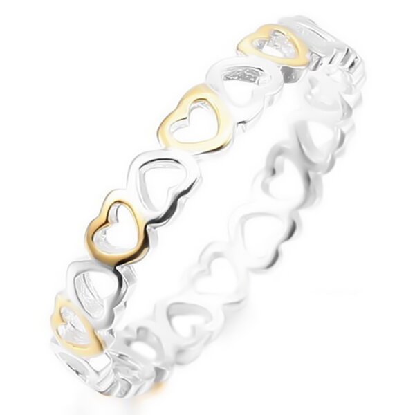 Herz Ring  " Infinity Heart"  aus 925 Silber Teil vergoldet  im Etui