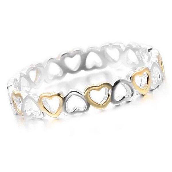 Herz Ring   Infinity Heart  aus 925 Silber Teil vergoldet  im Etui 