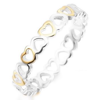 Herz Ring Infinity Heart aus 925 Silber Teil vergoldet...