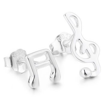 1 Paar Ohrstecker Note & Notenschlüssel 925 Silber im...