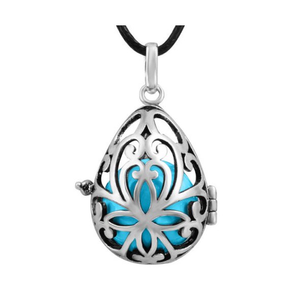 Anhänger Harmony Tropfen  Klangkugel  Himmelblau  Sterling Silber Käfig inkl. Kette