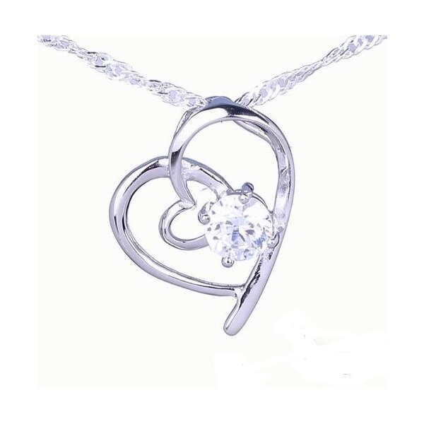 Silber Anhänger Zirkonia Herz aus 925 Silber OHNE KETTE...