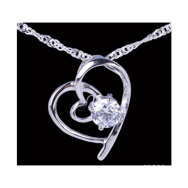 Silber Anhänger Zirkonia Herz aus 925 Silber OHNE KETTE...