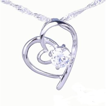 Silber Anhänger Zirkonia Herz aus 925 Silber OHNE KETTE...