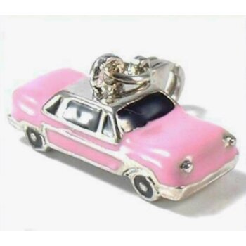 Auto Charm Oldtimer rosa Emaille