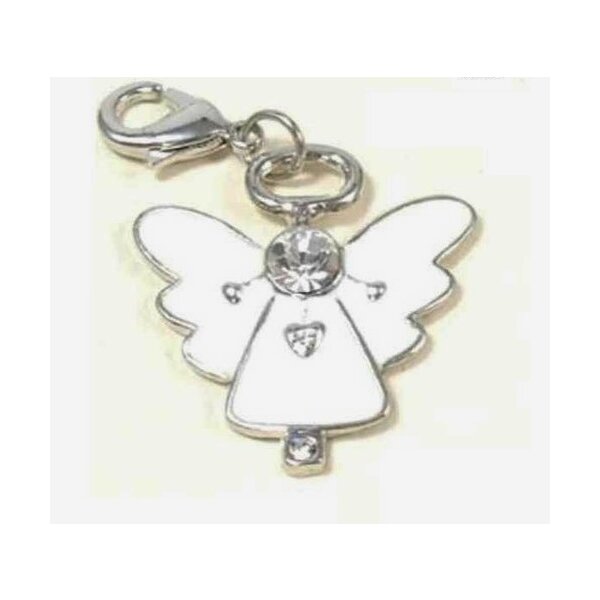 Charm Engel weiß mit Strass  im Organza Beutel