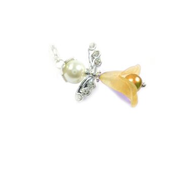 Charm Schutzengel Bltenkelch orange  mit Strass  im...