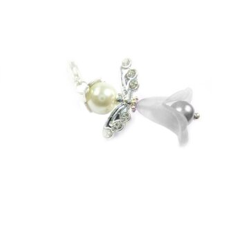 Charm Schutzengel Bltenkelch grau  mit Strass  im...