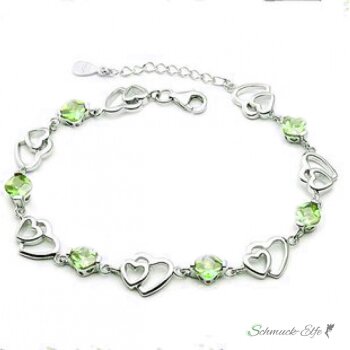 Armband Herz vergoldet mit österreichischen Kristall kiwi...