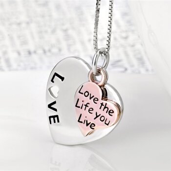 2 tlg. SET Anhänger Herzen "LOVE" &...