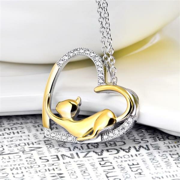 Heart pendant cat KITTY Love gold plated 925 silver engraving option