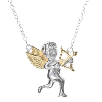 Collier Engel AMOR mit Teil vergoldet Gliederkette 925...