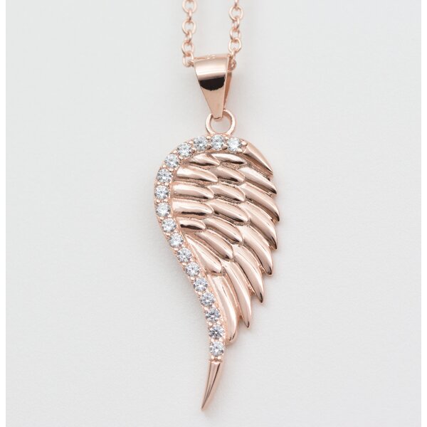Angel wings pendant  my Angel  925 silver rosegold plated