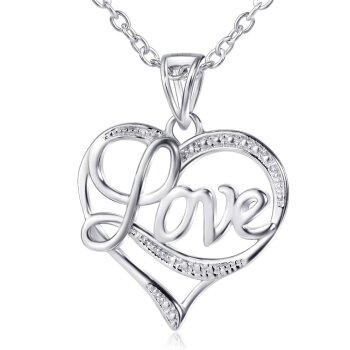 Herz Anhänger LOVE inkl. Gliederkette aus 925 Silber im...