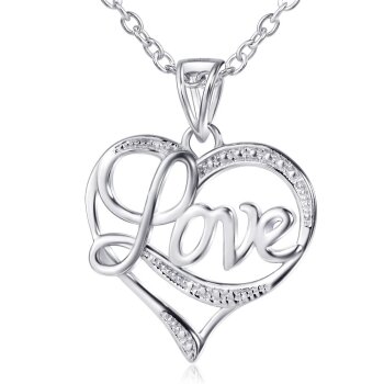 Herz Anhnger LOVE  inkl. Gliederkette aus 925 Silber im...