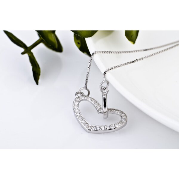 Herz Collier LOVLY Zirkonias aus 925 Silber im Etui