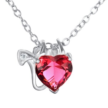 Herz Anhänger DEVIL HEART Rubin & Zirkonia aus 925...