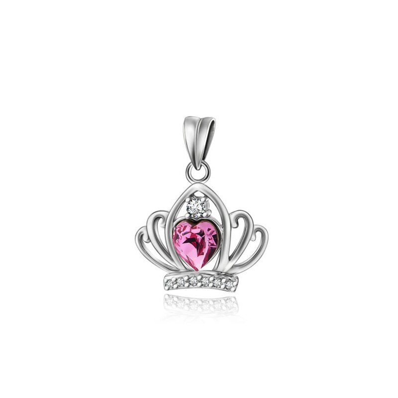 925 Princess € aus Kronen Heart Anhänger Zirkonien Silber rhodinie, pink 79,99