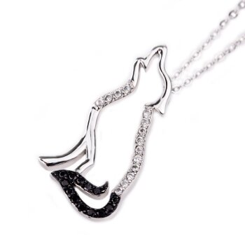 Anhänger Wolfs Hund 925 Silber mit Zirkonias klar &...