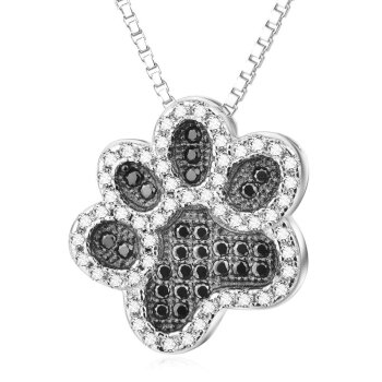 Anhänger Pfote 925 Silber mit Zirkonias klar & schwarz...