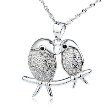 Anhänger Vögel 925 Silber rhodoniert mit Zirkonien klar...