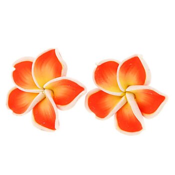 1 Paar FIMO Blüten Ohrstecker groß - weiß rot gelb -...